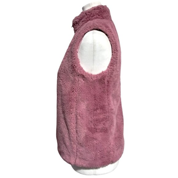 J.Crew Factory Faux Fur Teddy Vest Guava Berry Pink XS Cozy Zip Barbiecore - Picture 6 of 12
